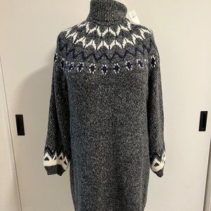 NWT Old Navy Cozy Fair Isle Turtleneck Sweater Dress, sz XL